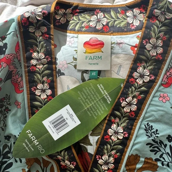 Farm Rio Blue Beauty Bouquet Mini Dress XS NWT - Picture 9 of 12